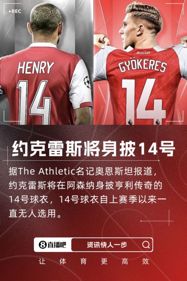 接过传闻号码！TA：约克雷斯将在阿森纳穿14号！球员明日摄取体检