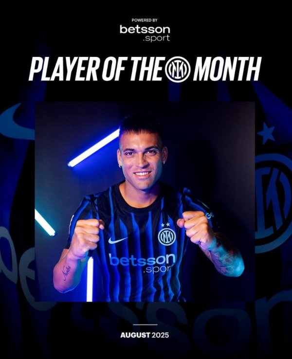 2战1球1助攻，官方：劳塔罗当选国米8月队内最好球员