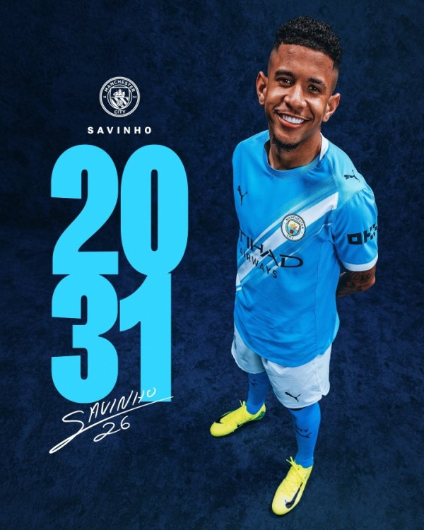 官方：曼城与21岁巴西边锋萨维尼奥续约至2031年