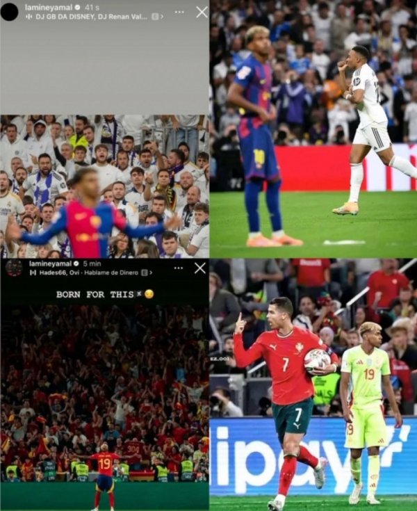 还是得谦善！亚马尔欧国联决赛和国度德比赛前两次晒照，两次输球