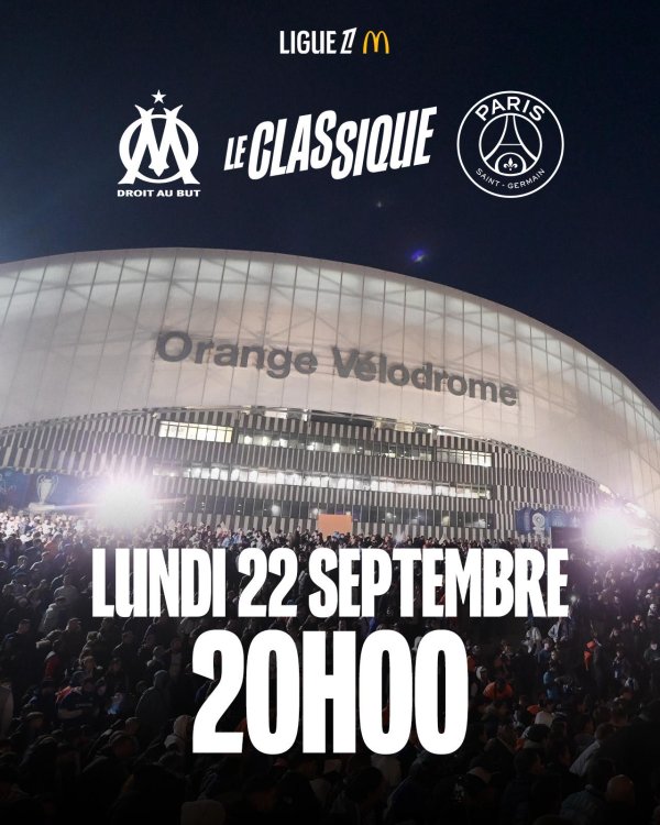 官方：马赛vs巴黎一役推迟到北京时辰9月23日凌晨2点